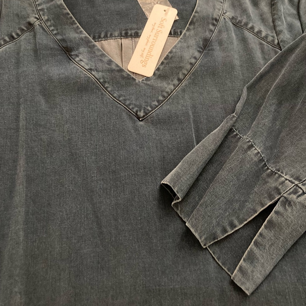 Positano getaway dress, denim blue.soft surroundings brand.
